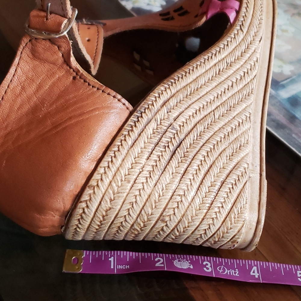 Mexican wedge leather multi-colored sandal - Picture 10 of 11
